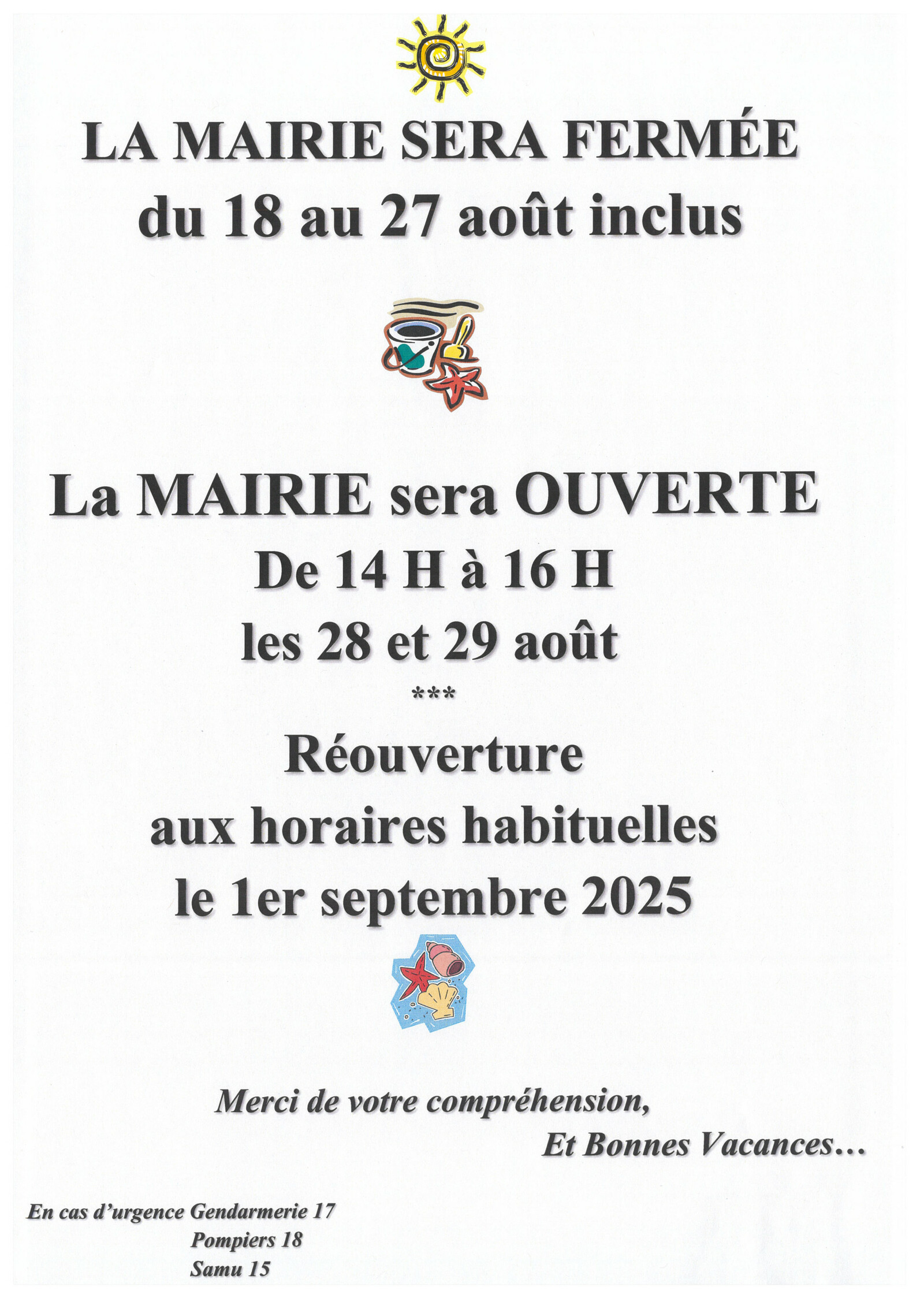 HORAIRES ETE 2025
